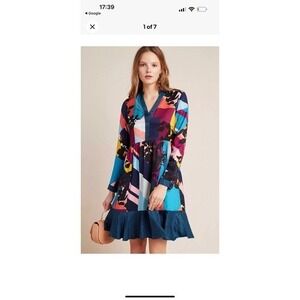 FP2 Anthropologie Gillian Abstract Shirtdress  Maeve Small $150 Tunic Fall Dress